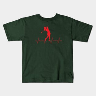 Golf Heartbeat Red Kids T-Shirt